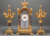 独角鹿西洋古董 19世纪末法国出品新古典主义风格铜鎏金精雕镶嵌錾胎珐琅座钟烛台三件套 商品缩略图0