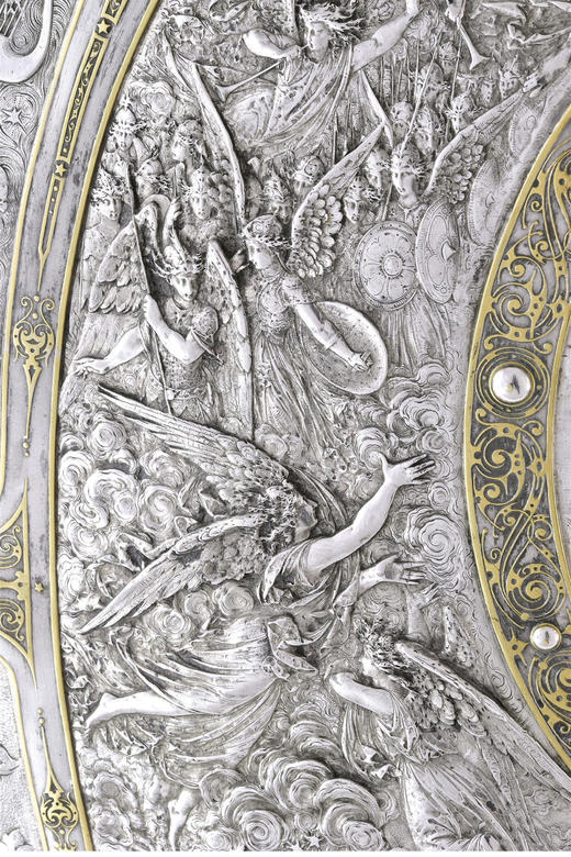 独角鹿西洋古董 1860-1870年代法国工匠Léonard Morel-Ladeuil设计英国名坊Elkington出品《失乐园》主题米尔顿之盾 商品图5