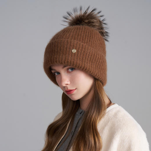 卡蒙羊绒秋冬帽子防风针织帽女2025新款登山防寒红色毛线帽护耳帽KM-9577 商品图8