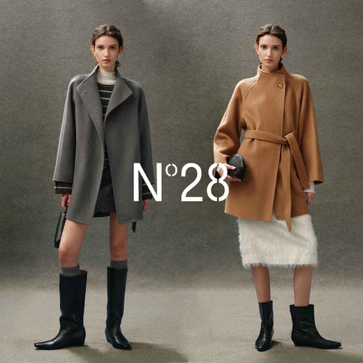 N°28 翻领羊毛呢大衣女秋冬2025新款系带收腰呢子外套8855A1D617 商品图4