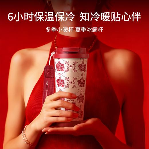 纯耕530ml双萃保温杯、食品级水杯杯子学生儿童便携简约不锈钢冬季保暖杯;红色无货发蓝色 商品图2