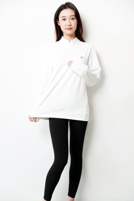 半拉链长袖tee，出口首尔。胸口小标户外正肩透气长袖上衣C101160 商品图11