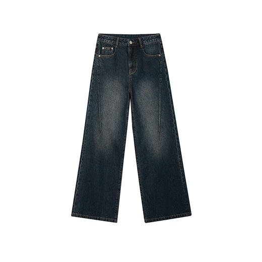 NEELLY纳俪商场同款冬季新款复古水洗宽松百搭直筒裤长裤女牛仔裤N25104H04423 商品图3