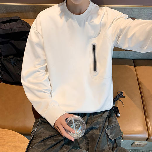 英国轻奢Schenvega 爆款迪桑平纹胸口口袋长袖T恤卫衣A72-7901 商品图2