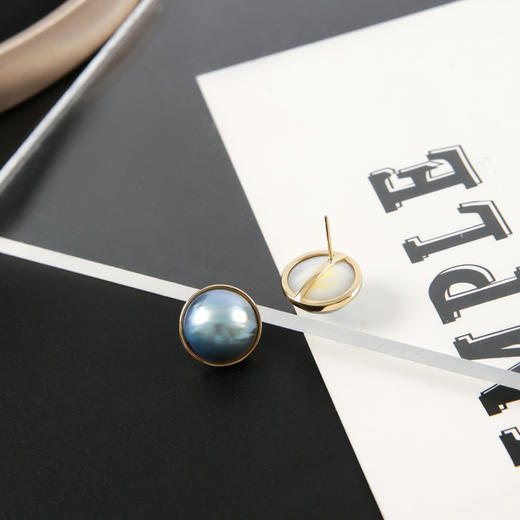 丁摩 时尚S925银配件海水马贝耳钉轻奢柔美海水珍珠耳饰5ZF-10131 商品图3