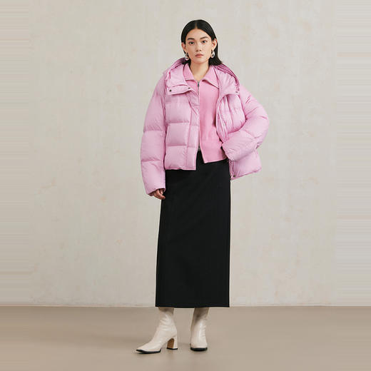 NEELLY纳俪商场同款冬新款时尚廓形面包服女白鸭绒连帽羽绒服外套N25104L04581 商品图2