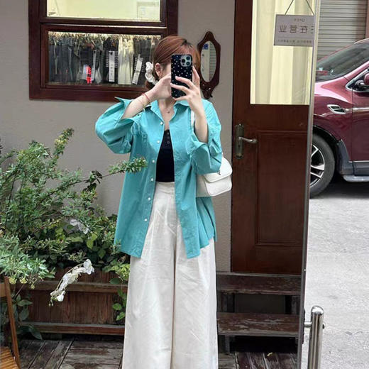 新品上市瓦尔登湖蓝衬衫2025新款韩系慵懒风蓝色衬衫女百搭长袖春夏上衣外套 商品图3