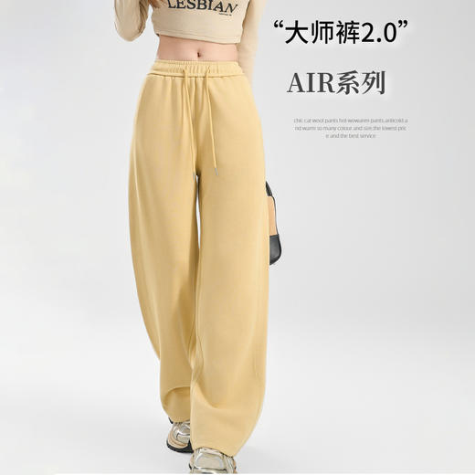 丁摩 【大师裤2.0】秋季新款女装宽松运动直筒阔腿空气棉休闲长裤垂感5ZF-398 商品图0