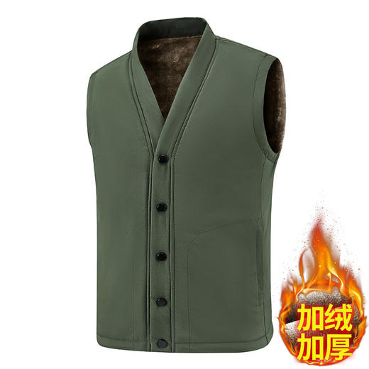 【DX】大依优型大码男装秋冬加绒保暖马甲宽松加肥加大V领百搭坎肩 商品图1