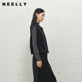 NEELLY纳俪商场同款冬季新款通勤百搭毛呢马甲女简约休闲舒适上衣N25101D01017