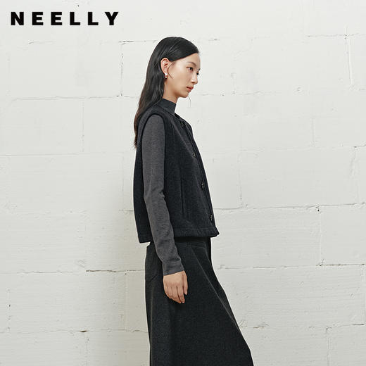 NEELLY纳俪商场同款冬季新款通勤百搭毛呢马甲女简约休闲舒适上衣N25101D01017 商品图0