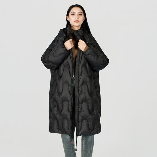 谜底中长款羽绒服女2025冬季新款简约百搭加厚鸭绒连帽257MY7865 商品图2
