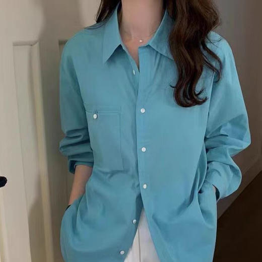 新品上市瓦尔登湖蓝衬衫2025新款韩系慵懒风蓝色衬衫女百搭长袖春夏上衣外套 商品图0
