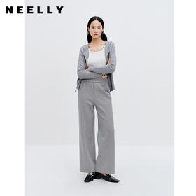NEELLY纳俪商场同款冬季新款灰色直筒休闲裤女宽松运动风灰色长裤N25104H04502