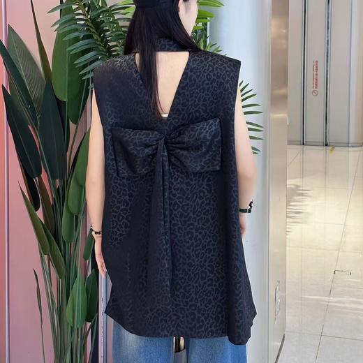 NC豹纹花色后镂空蝴蝶结宽松马夹50727（黑）秋季 153012580321 商品图1