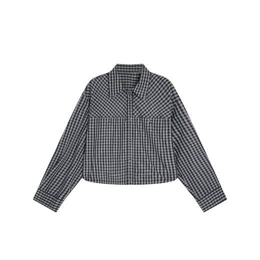 N°28 2025时尚格子条纹秋季休闲纽扣长袖宽松衬衫885381C666 商品图1