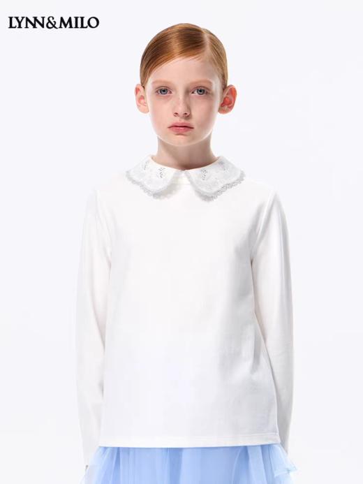 【春上新】8楼LYNN&MILO 琳麦罗 白色磨毛百搭翻领打底衫 商品图4