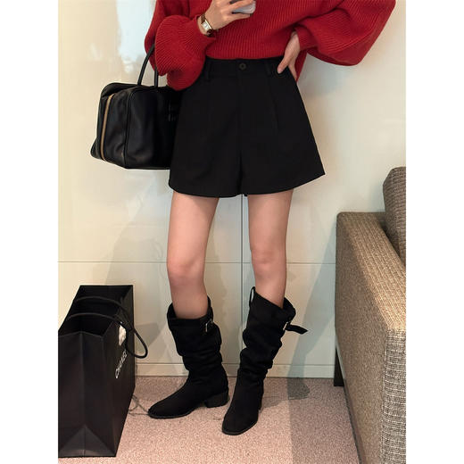 【GZ】无忧购 气质毛呢休闲短裤女秋冬新款高级显瘦打底靴裤5608？（截单后3-5天发货） 商品图1