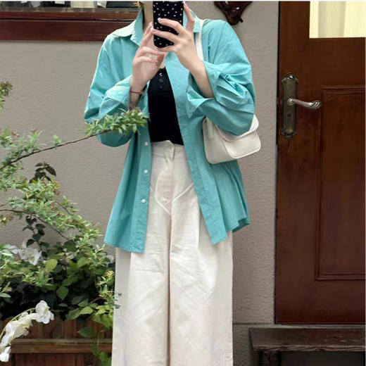 新品上市瓦尔登湖蓝衬衫2025新款韩系慵懒风蓝色衬衫女百搭长袖春夏上衣外套 商品图2