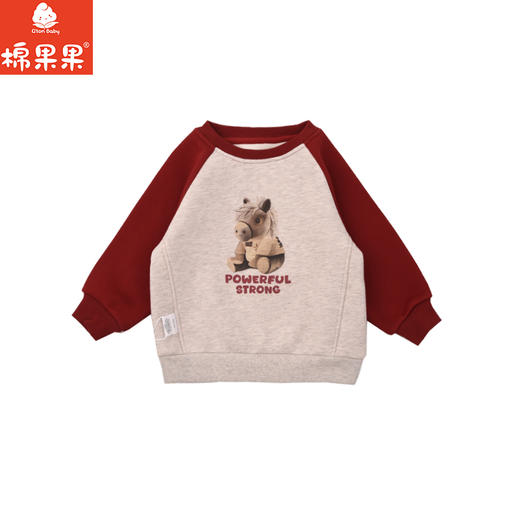 棉果果冬季新品男童复合奥利绒插肩拼接保暖加绒圆领套头卫衣M412180425754 商品图1