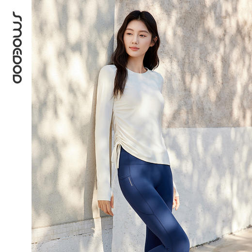 SMOEDOD/水沐伊朵瑜伽长袖一体杯时尚抽绳设计显瘦修身50160 商品图6