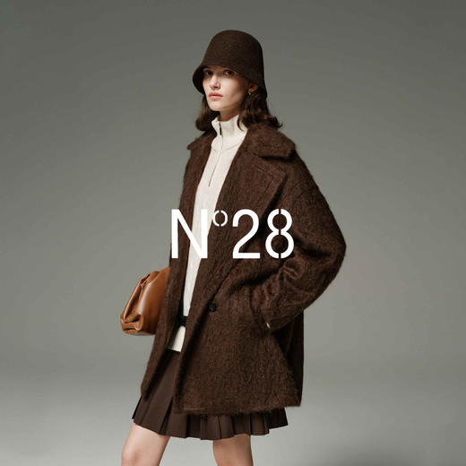 N°28 100%牦牛绒毛呢大衣女秋冬高级感中长款毛呢外套8855A1D868 商品图3