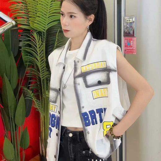 NC撞色印花牛仔马甲50627（白）秋季153020100321 商品图1