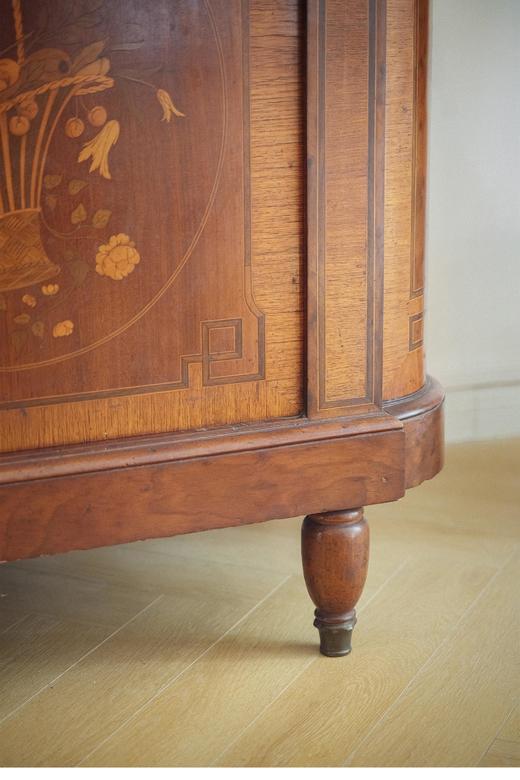 独角鹿西洋古董 19世纪末法国出品新古典主义风格铜鎏金装饰细木镶嵌带镜大型餐边柜 商品图5