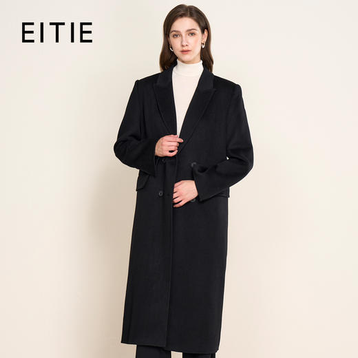 EITIE爱特爱气质收腰显瘦通勤黑色毛呢大衣外套冬季新款8014720 商品图0