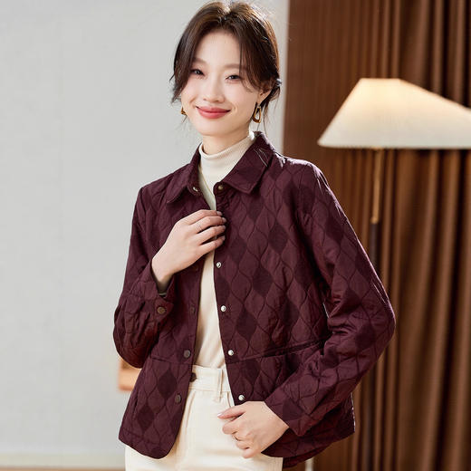 夹棉菱格外套，短款小香风洋气减龄轻薄小棉袄HR-JYJ25103 商品图0