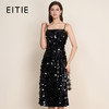 EITIE爱特爱冬季新款奢华感黑色亮片立体感收腰礼服连衣裙8007717 商品缩略图0