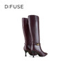 Dfuse迪芙斯2025冬季新款朋克风及膝靴尖头细跟显瘦骑士靴瘦瘦靴DFD4117015 商品缩略图10