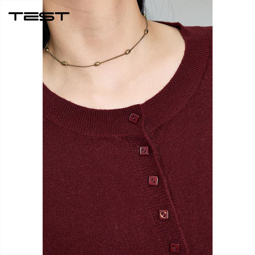 冬上新百搭圆领单排扣简约风修身毛衣1254003 商品图3