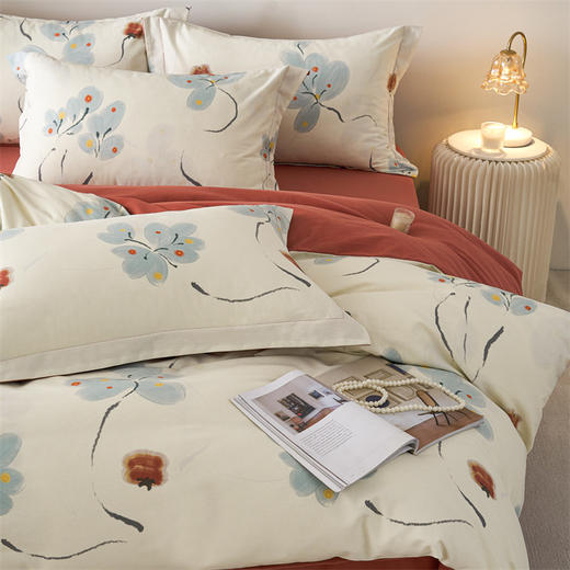 多喜爱 美眠康 奢适级全棉磨毛四件套 浅浅花样｜【高支高密面料】【法式水墨晕染】【全棉套件】 商品图5