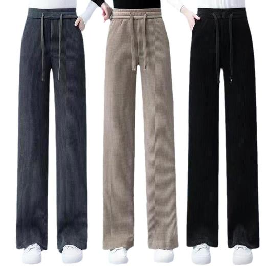 【四季款灯芯绒直腿裤、加绒裤高腰宽松直筒休闲裤 商品图4