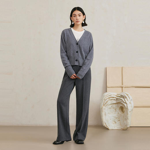 NEELLY纳俪商场同款冬季新款高级灰色肌理感休闲裤女显瘦爆款裤子N25104H04428 商品图2