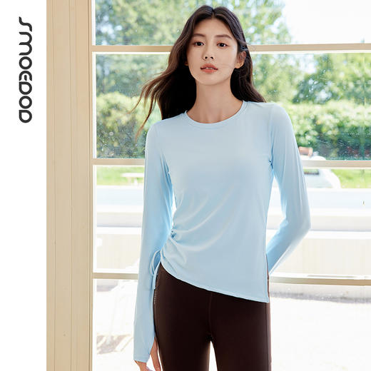 SMOEDOD/水沐伊朵瑜伽长袖一体杯时尚抽绳设计显瘦修身50160 商品图4