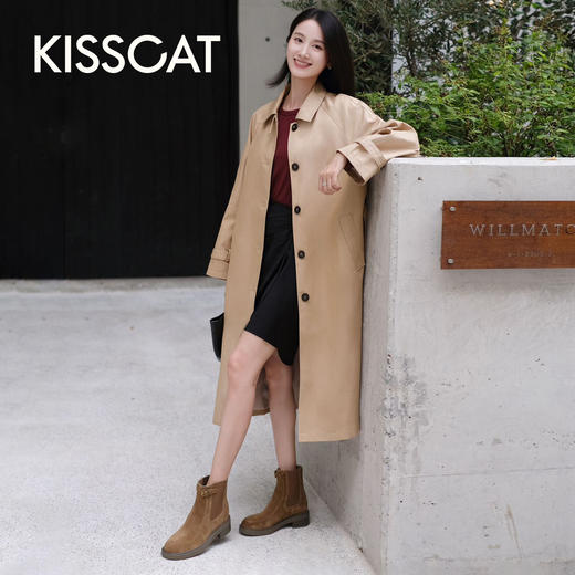 【云粉节】BF楼KISSCAT接吻猫[柏林胶片]复古短靴25冬新粗跟真皮游牧风切尔西靴KA65725-51吊牌价1599活动价899 商品图3