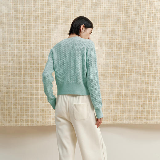 NEELLY纳俪商场同款冬季新款清新减龄绞花针织衫女简约软糯毛衣N25102A01034 商品图1