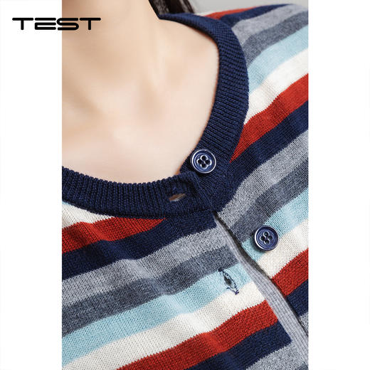 冬上新彩色条纹圆领百搭长袖毛衣1254028 商品图2