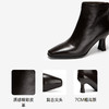 千百度粗高跟羊皮靴女秋冬新款时装靴通勤尖头短靴子A25551711 商品缩略图3