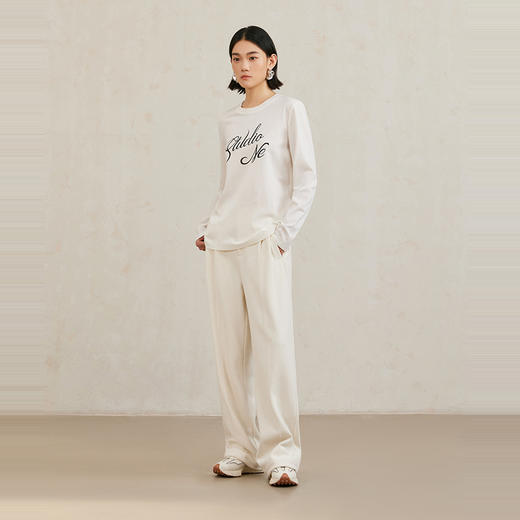 NEELLY纳俪商场同款冬季新款白色T恤女字母印花宽松圆领百搭显瘦N25104T04521 商品图2