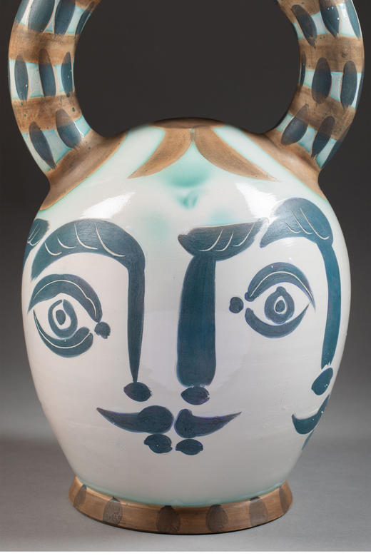 独角鹿西洋古董 1957年代西班牙艺术家与法国工坊合作出品限量装饰阿兹特克四面花瓶 商品图5