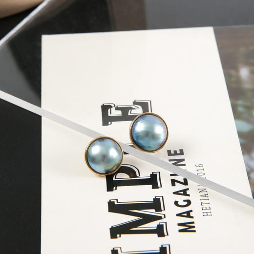 丁摩 时尚S925银配件海水马贝耳钉轻奢柔美海水珍珠耳饰5ZF-10131 商品图2