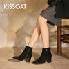【云粉节】BF楼KISSCAT接吻猫25冬新优雅粗跟靴复古真皮弹力靴瘦瘦靴时装靴女KA65718-12吊牌价1599活动价899 商品缩略图0