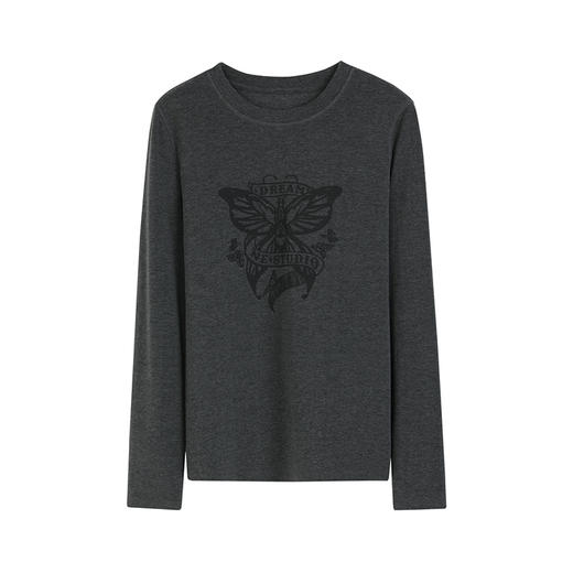 NEELLY纳俪商场同款冬季新款圆领打底长袖T恤女正肩显瘦内搭上衣N25104T04505 商品图3