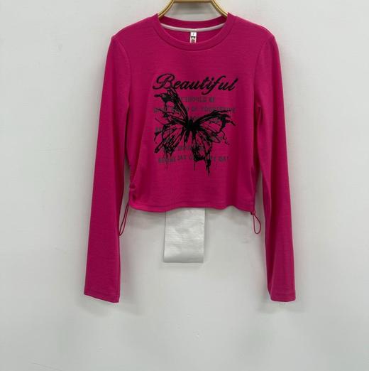 NC圆领双抽绳图案长袖T恤50805（红）秋季253020520321 商品图0