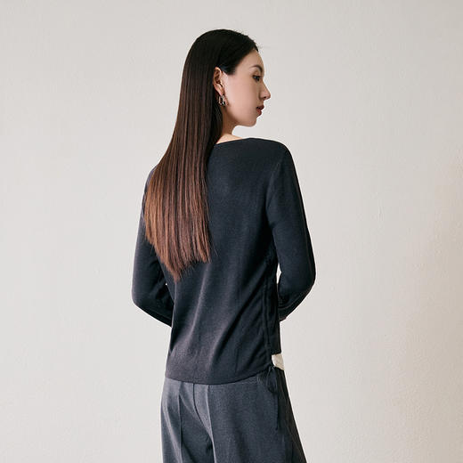 NEELLY纳俪商场同款冬季新款设计感假两件针织衫女修身打底毛衣N25104A04506 商品图1