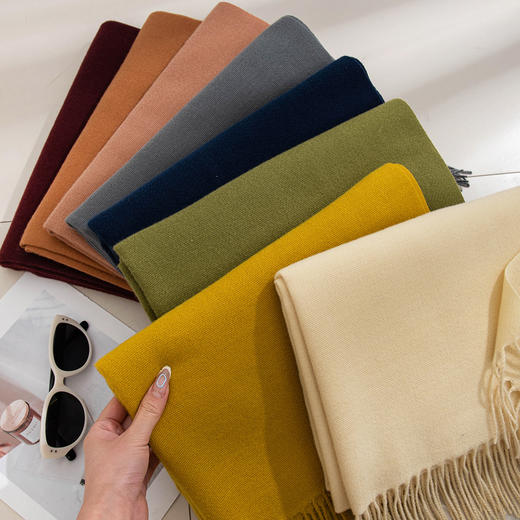 安可拉红围巾2米大围巾秋冬韩系氛围感女士百搭仿羊绒围巾纯色保暖围脖披肩 商品图2