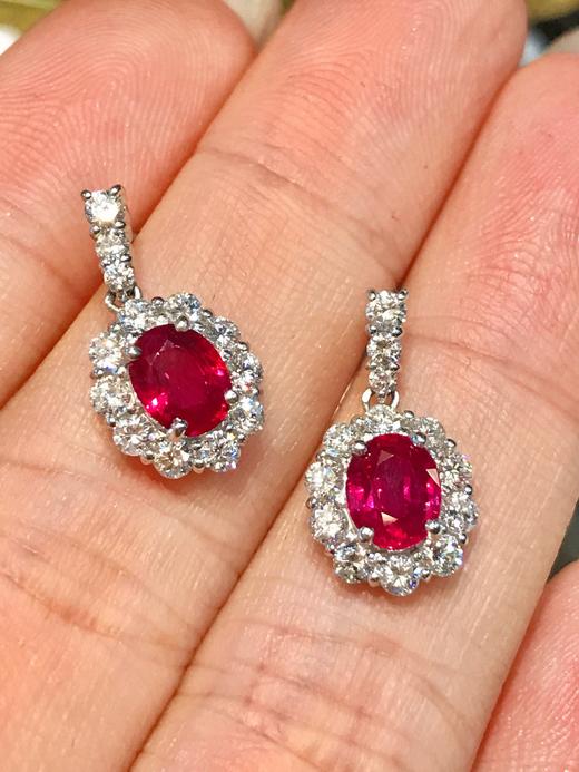 1.583ct刻面红宝石耳坠 商品图5